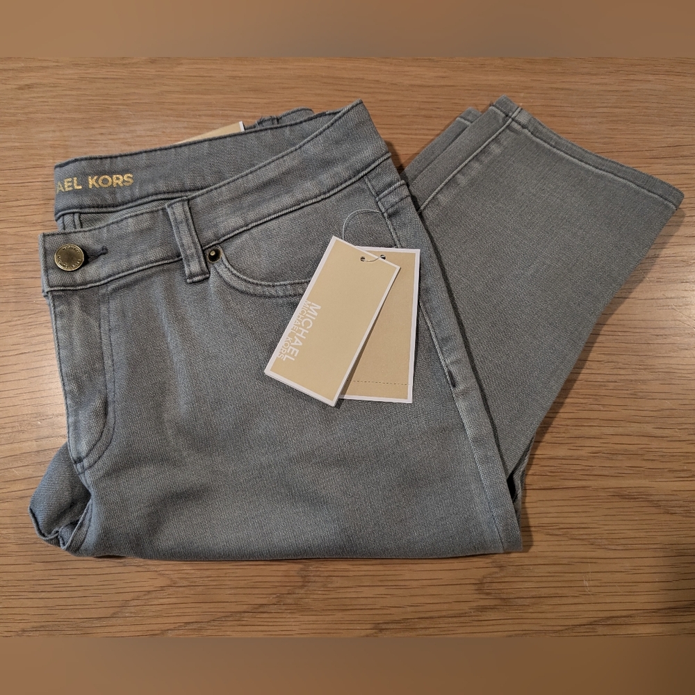 NWT Michael Kors Izzy Skinny Silver Jeans in 8 Petite